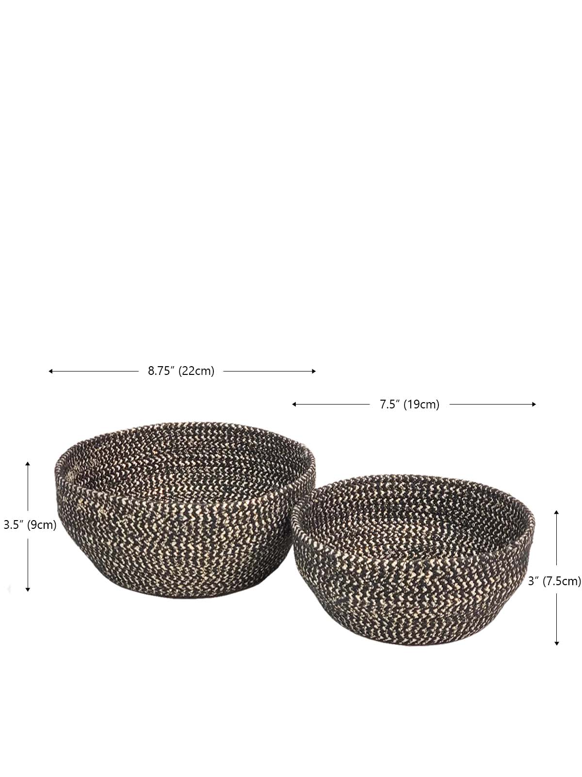 Glitter Jute Bowl - Black (Set of 2)