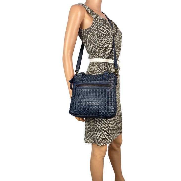 Linda Braided Leather Crossbody Shoulder Bag