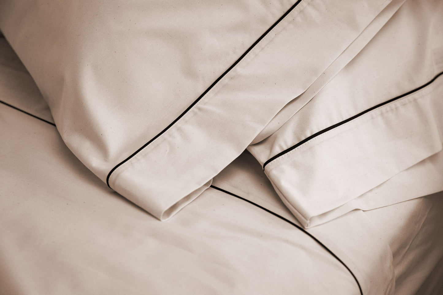 Cotton Piping Design Bed Sheet Set - USA Grown & Made