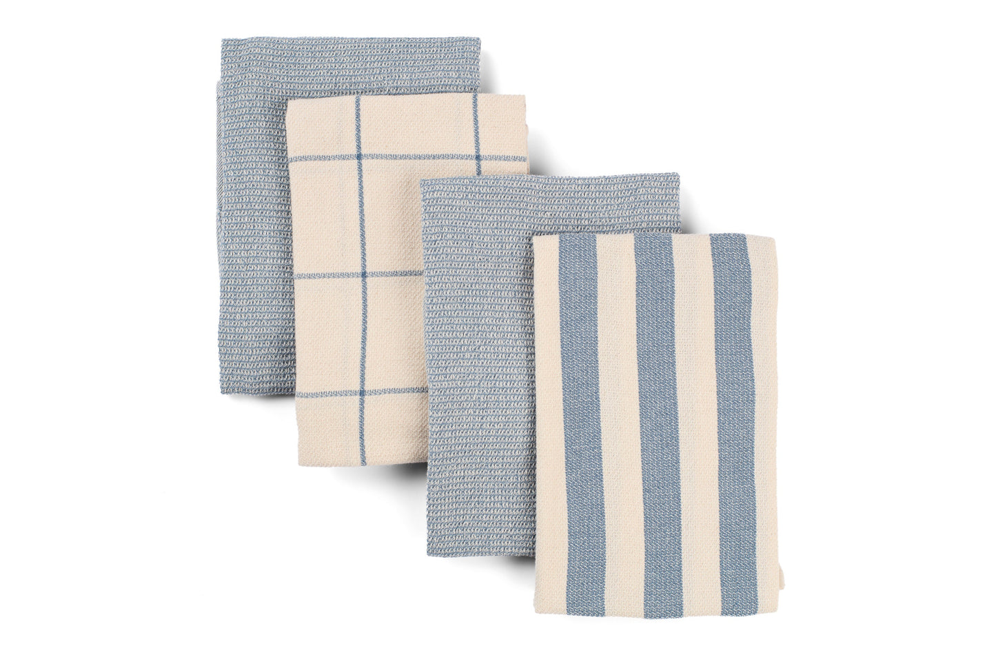 Kitchen Towels, Set of 4 - Cotton Flat & Waffle Weave Set
