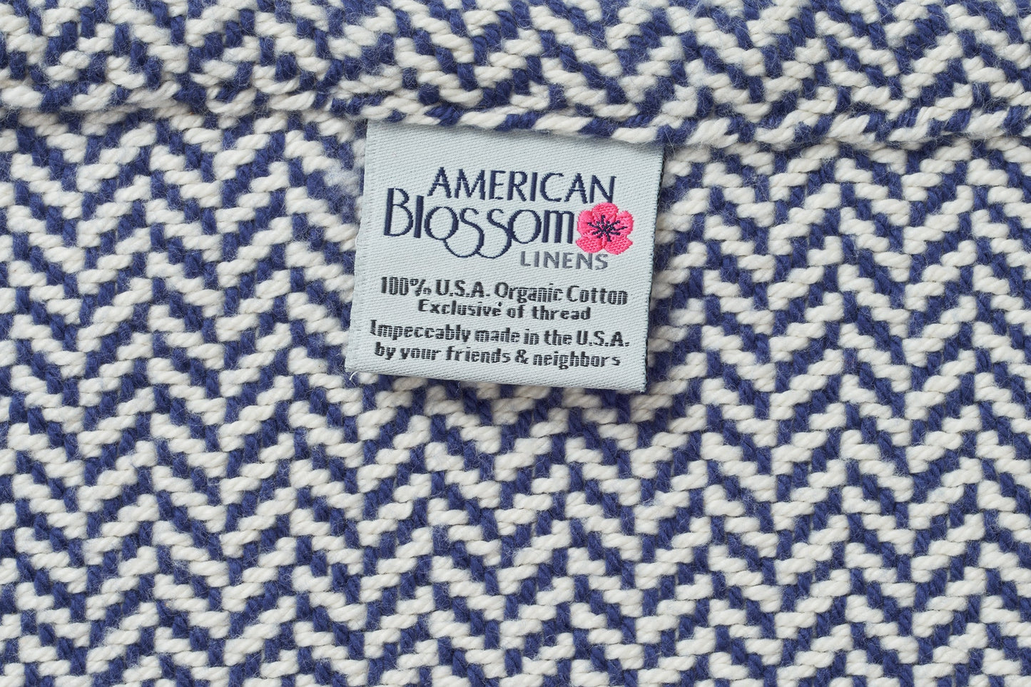Herringbone Weave Cotton Blanket - USA Grown & Made