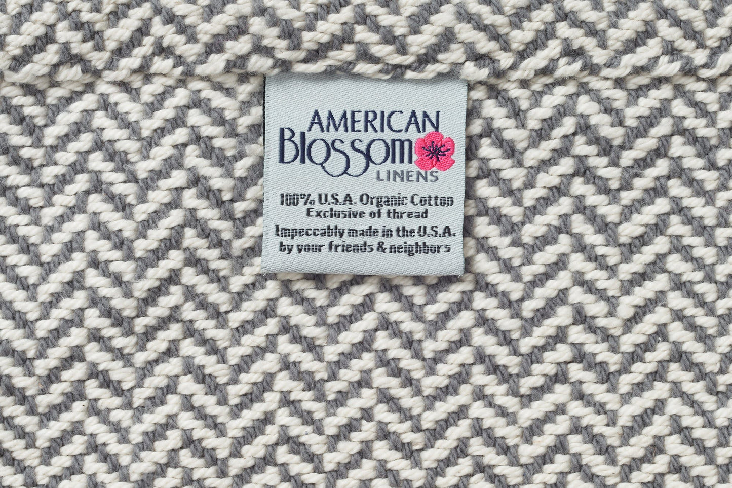 Herringbone Weave Cotton Blanket - USA Grown & Made