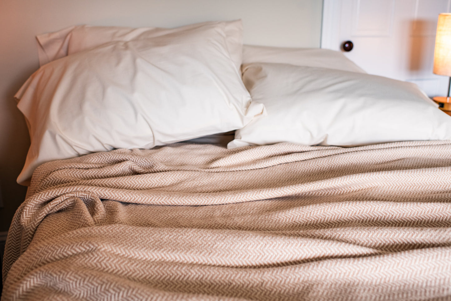 Herringbone Weave Cotton Blanket - USA Grown & Made