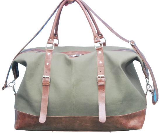 Waxed Canvas and Leather Overnight Bag