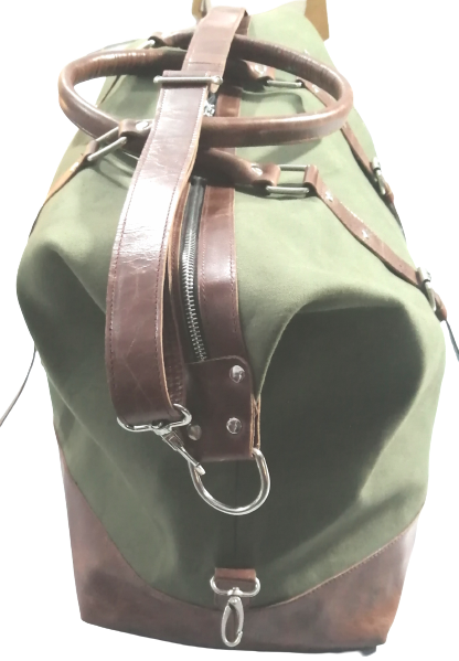 Waxed Canvas and Leather Overnight Bag