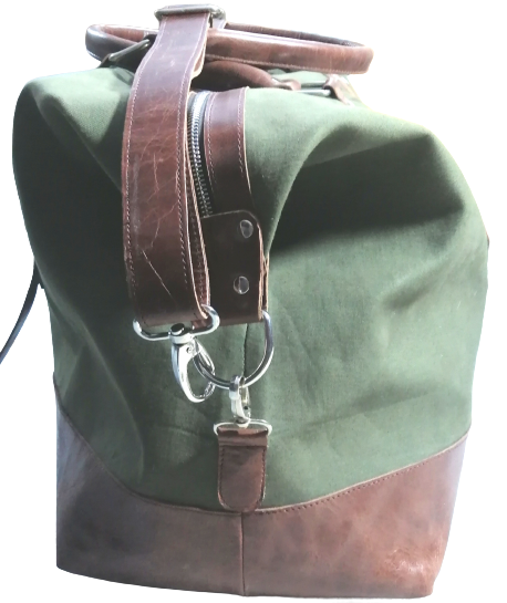 Waxed Canvas and Leather Overnight Bag