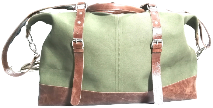 Waxed Canvas and Leather Overnight Bag