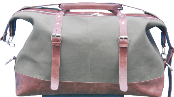 Waxed Canvas and Leather Overnight Bag