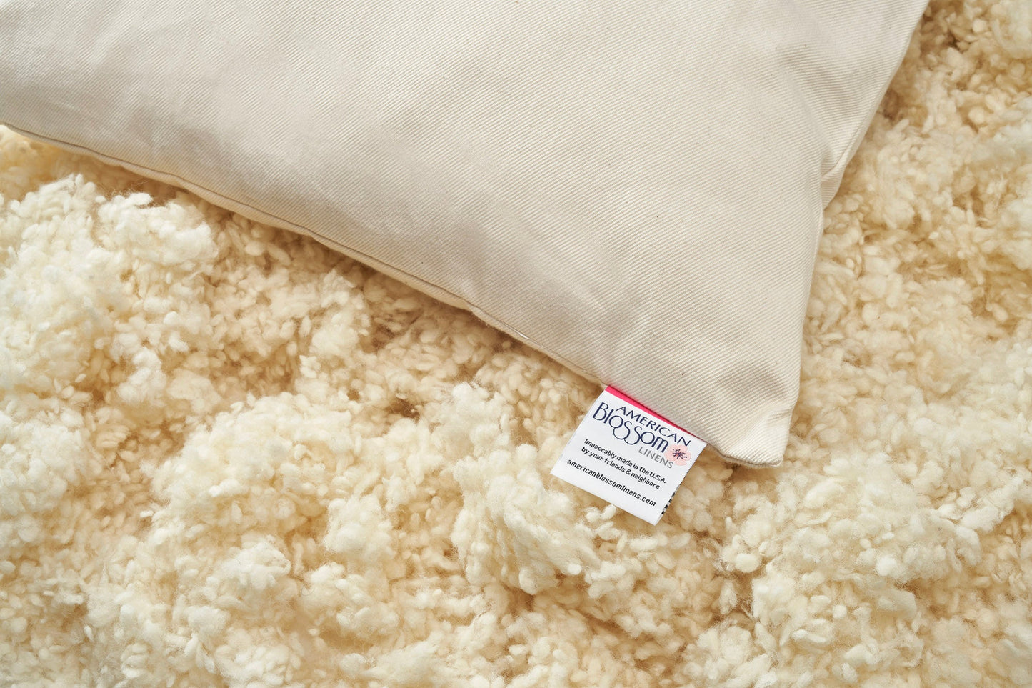 Natural Cotton Pillow With Wool Filling - USA Grown & Made