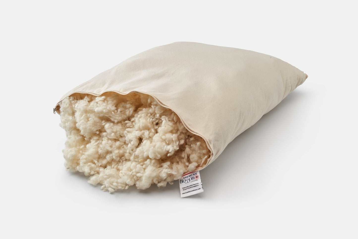 Natural Cotton Pillow With Wool Filling - USA Grown & Made