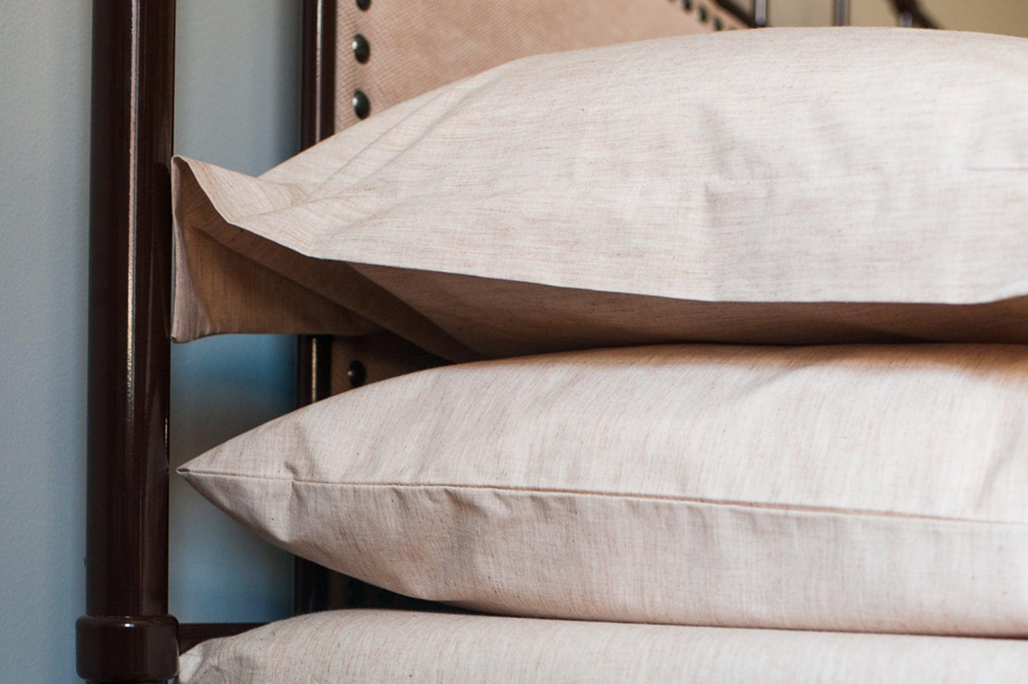 Cotton Bed Pillowcases in Color "Latte Linen" - USA Grown & Made