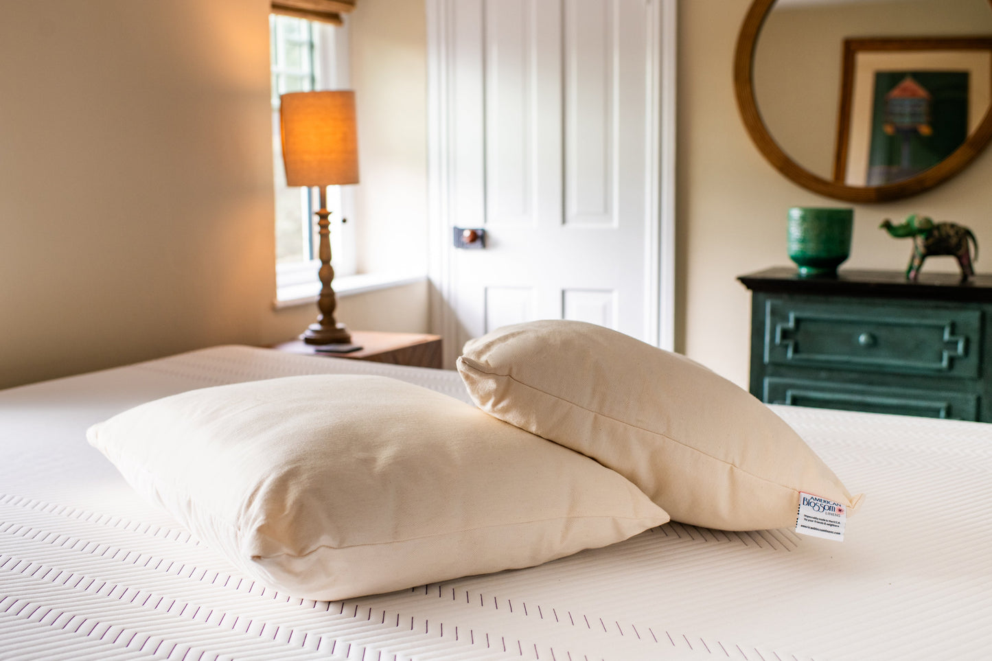 Natural Cotton Pillow With Wool Filling - USA Grown & Made