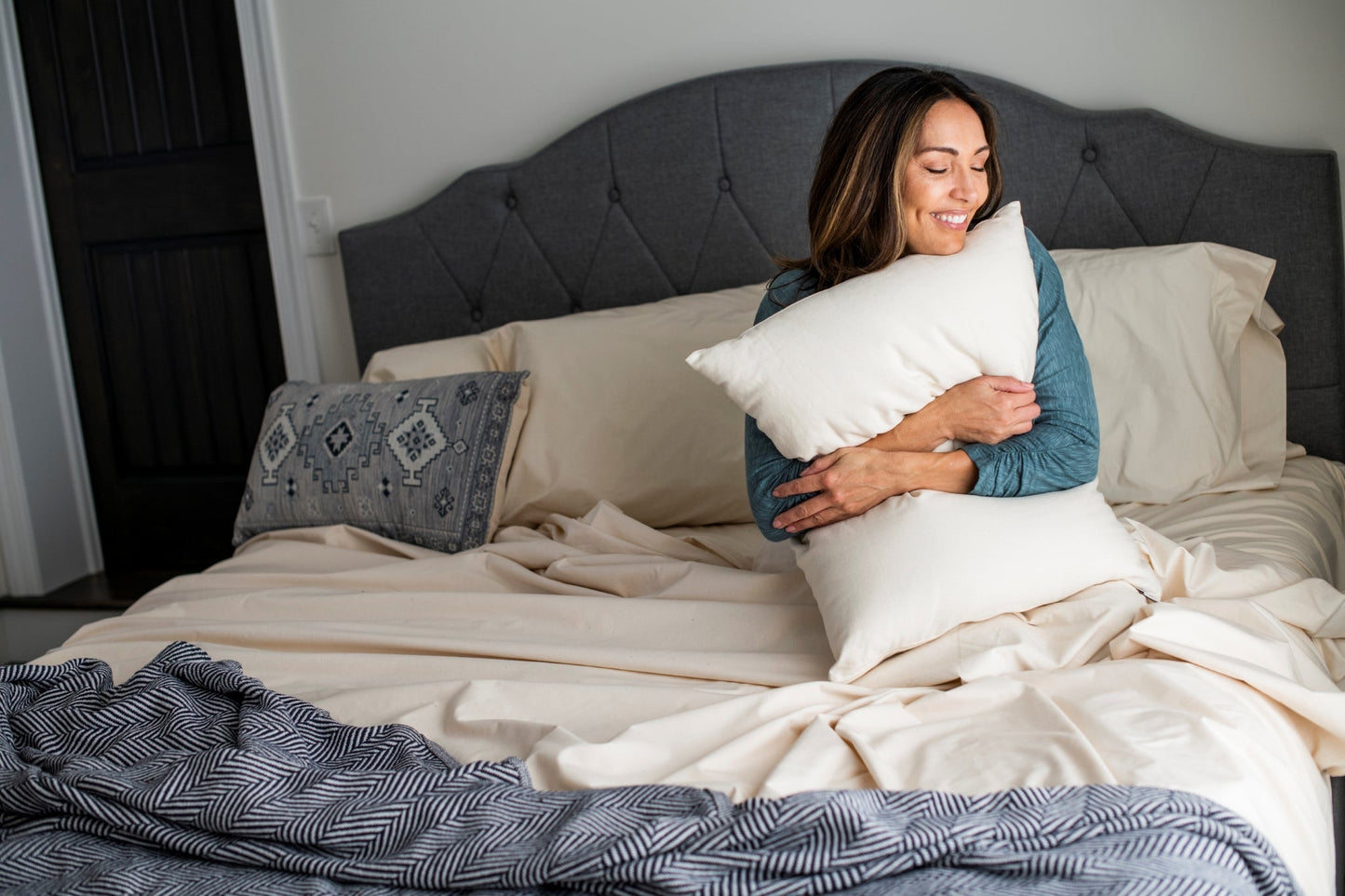 Natural Cotton Pillow With Wool Filling - USA Grown & Made
