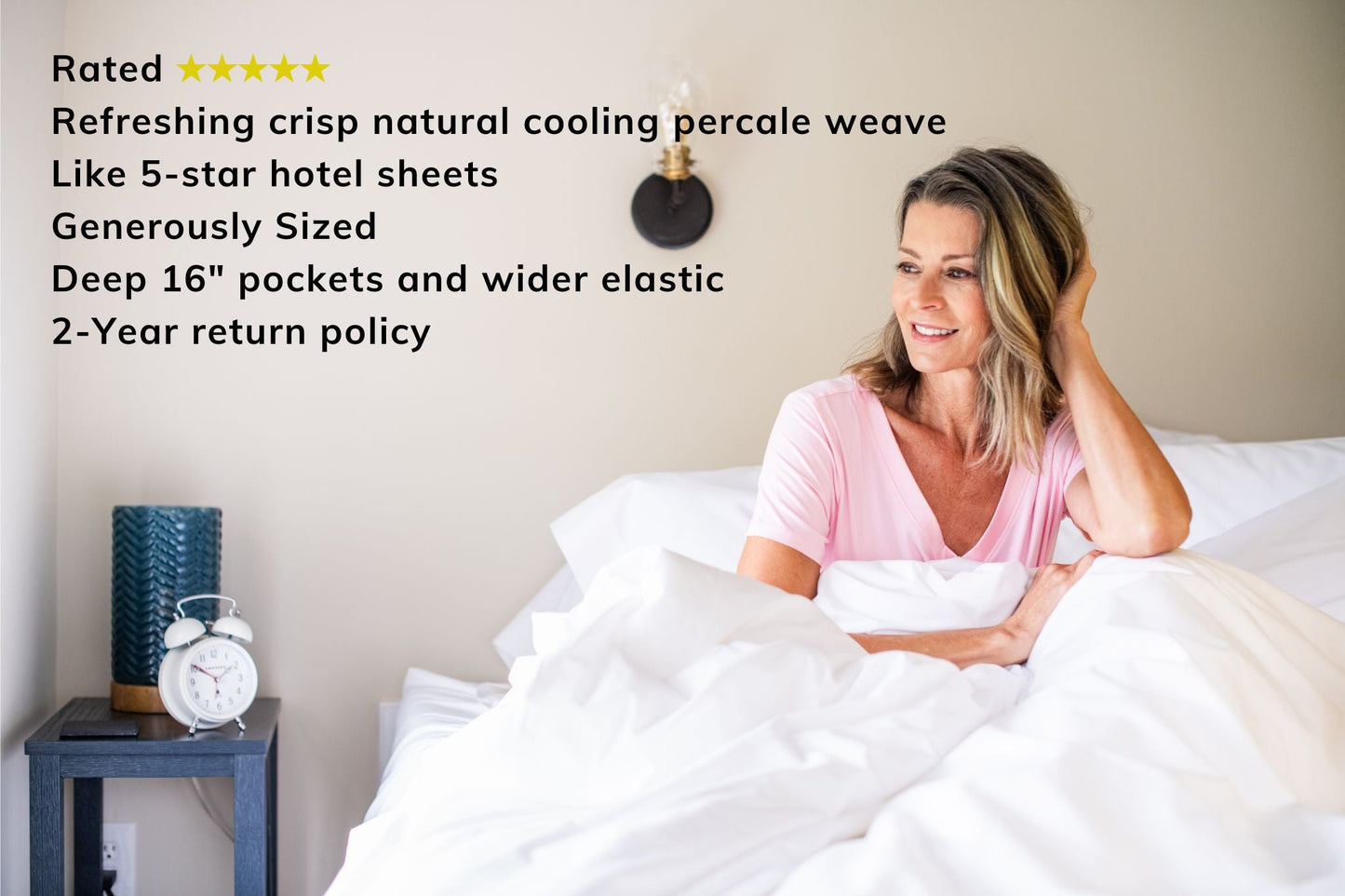 Cotton Percale Bed Sheet Set - USA Grown & Made