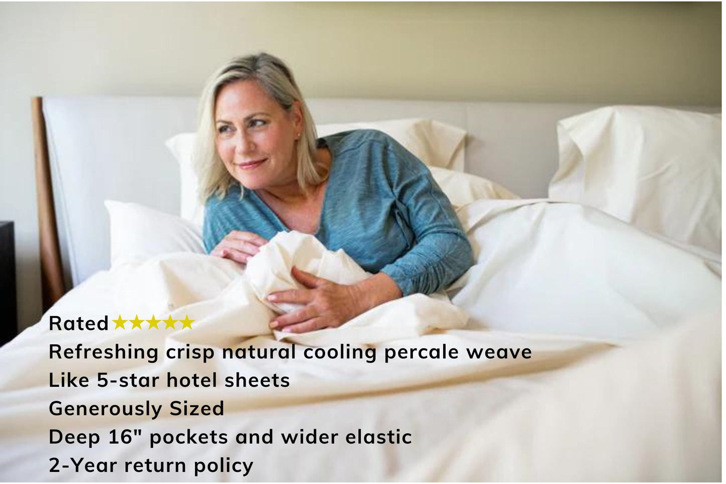 Cotton Percale Bed Sheet Set - USA Grown & Made