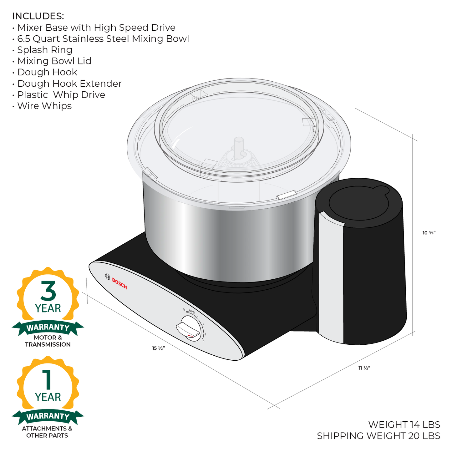 Bosch Black Universal Plus with Stainless Steel Bowl