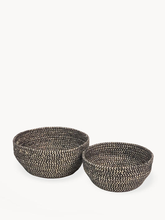 Glitter Jute Bowl - Black (Set of 2)