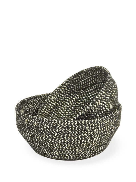 Glitter Jute Bowl - Black (Set of 2)