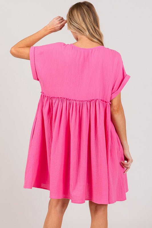 SAGE + FIG Button Up Short Sleeve Dress-1