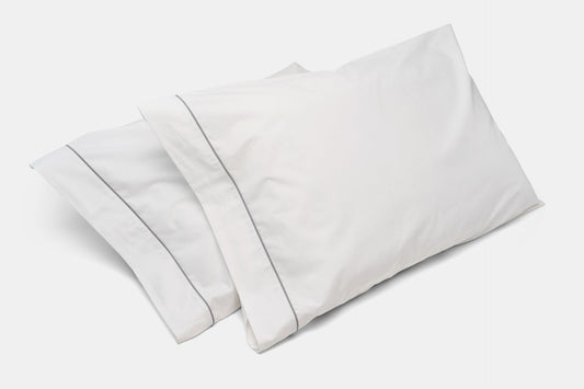Cotton Bed Pillowcases with Classic Piping Design - USA Grown & Made