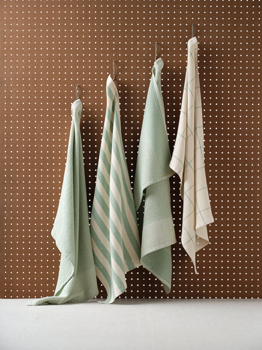 Kitchen Towels, Set of 4 - Cotton Flat & Waffle Weave Set