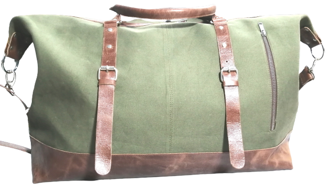 Waxed Canvas and Leather Overnight Bag