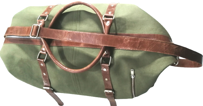 Waxed Canvas and Leather Overnight Bag