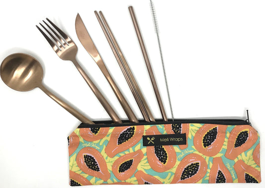 Reusable Cutlery To-Go Set - Tropical Papaya