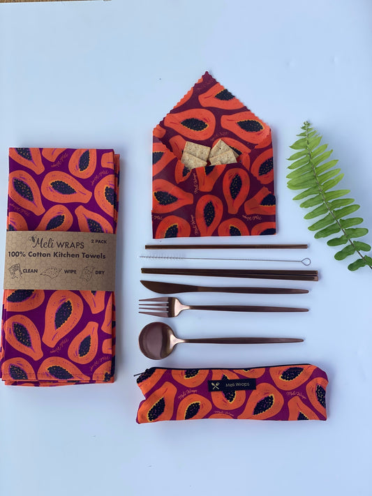 Papaya Kitchen Towel - Set of 2 - 100% Cotton
