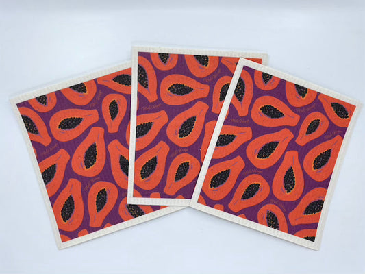 Papaya Swedish Dish Cloth - Set of 3