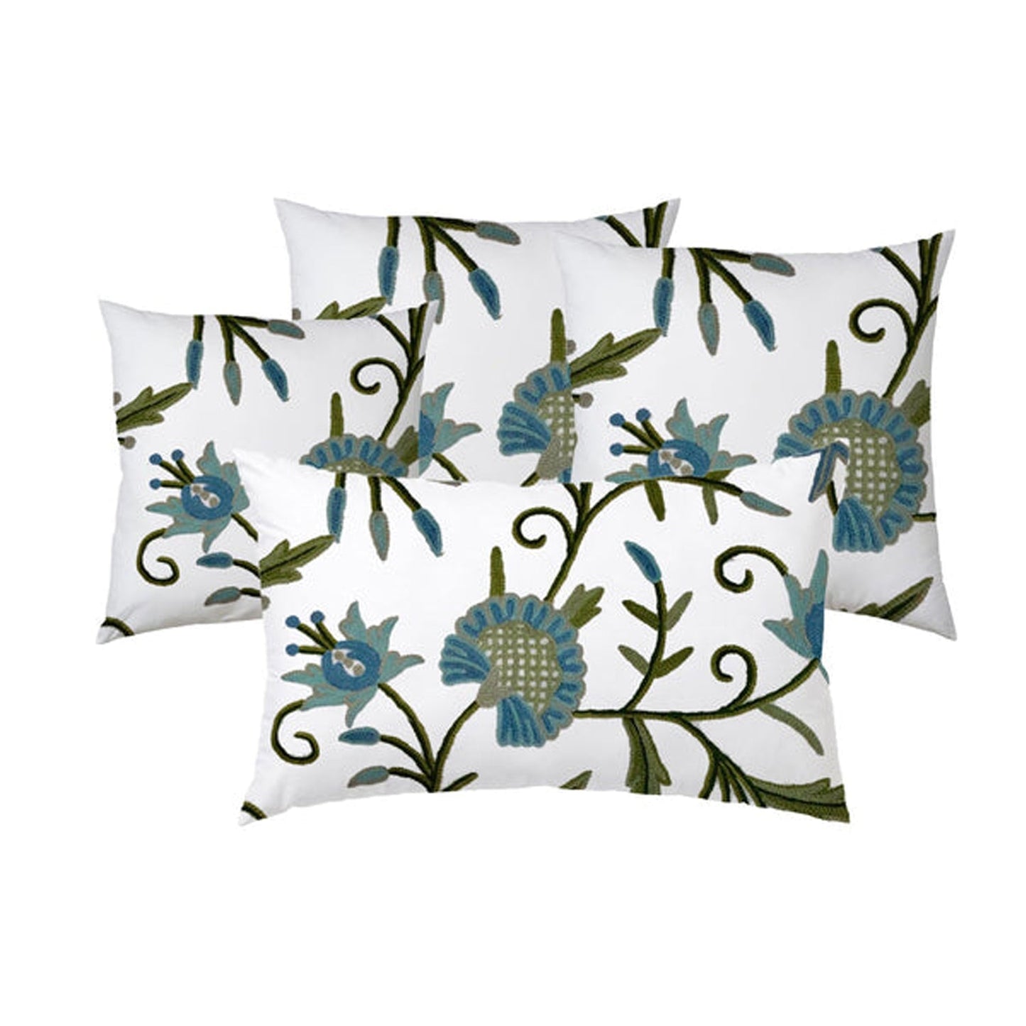 Jean  - Set of 4 Pieces | Cotton Linen Fabric | Crewel Embroidered | Pillow/Cushion Cover Set | With or Without Insert-3