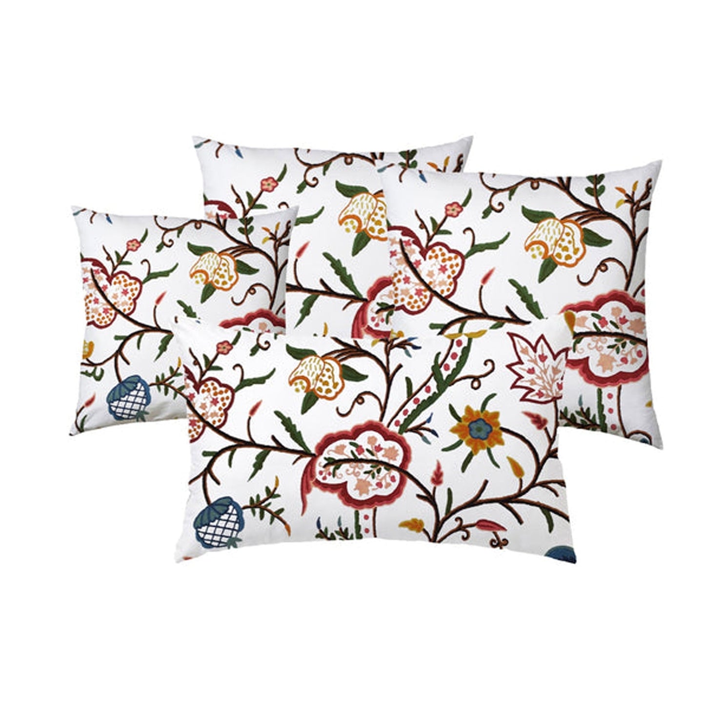 Jolene  - Set of 4 Pieces | Cotton Linen Fabric | Crewel Embroidered | Pillow/Cushion Cover Set | With or Without Insert-3