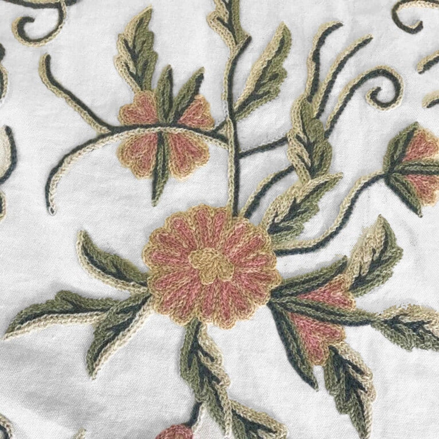 Mercy - Crewel Embroidered Table Runner | Linen Cotton Mix | Soft | Handmade | Cotton Linen Backing | Customisable Sizes-3