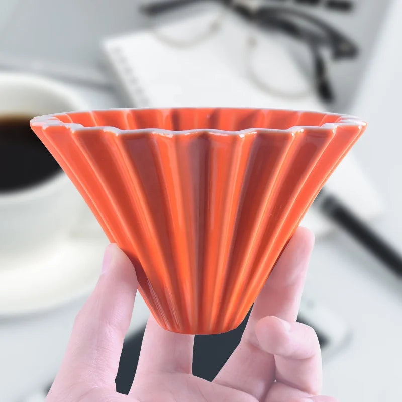 Ceramic Coffee Dripper Pour Over Coffee Maker Handmade Origami Coffee Filter Cup-4