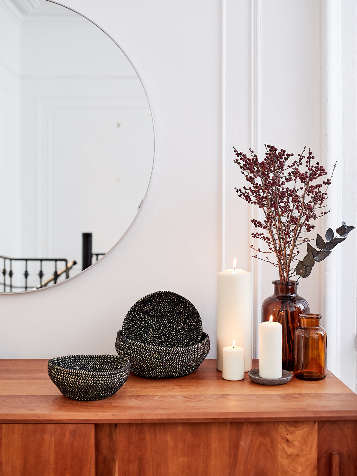 Glitter Jute Bowl - Black (Set of 2)
