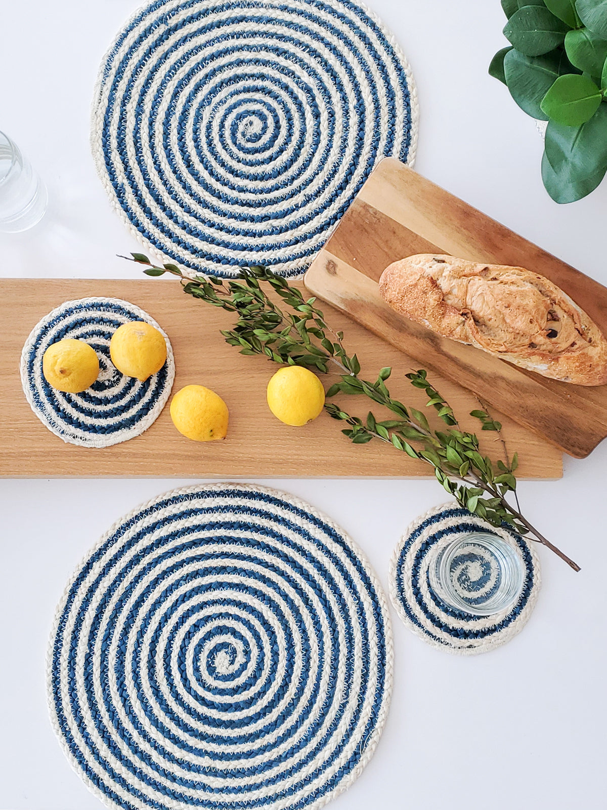 Kata Spiral Coaster Trivet - Blue (Set of 4)-2