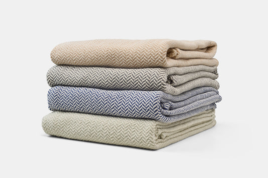 Herringbone Weave Cotton Blanket - USA Grown & Made