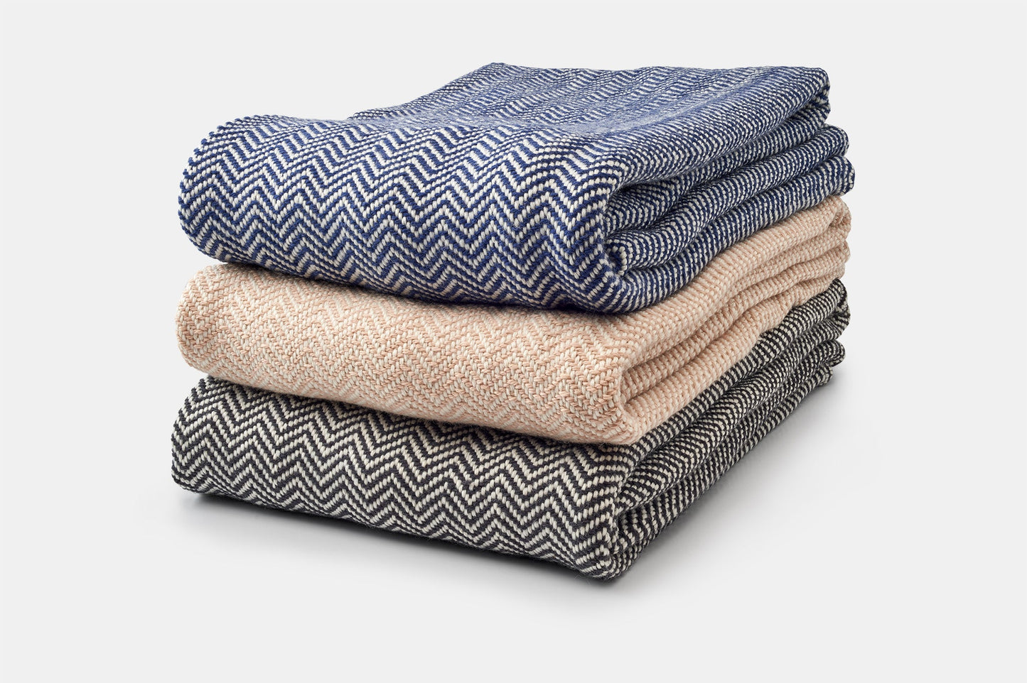 Chevron Pattern Soft Wool Throw-Size Blanket - USA Grown & Made
