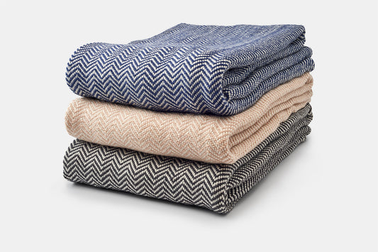 Chevron Pattern Soft Wool Throw-Size Blanket - USA Grown & Made