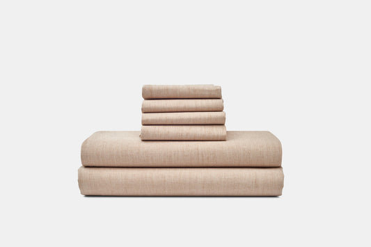 Natural Colored Cotton Bed Sheet Set in Color "Latte Linen" - USA Grown & Made