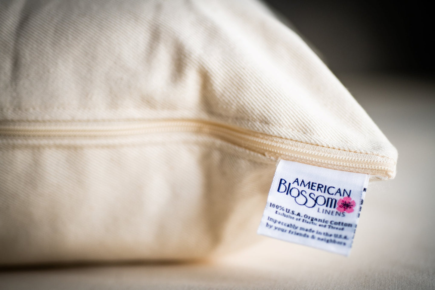 Natural Cotton Pillow With Wool Filling - USA Grown & Made