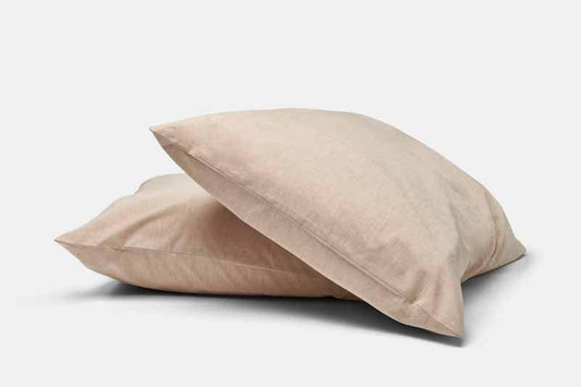 Cotton Bed Pillowcases in Color "Latte Linen" - USA Grown & Made