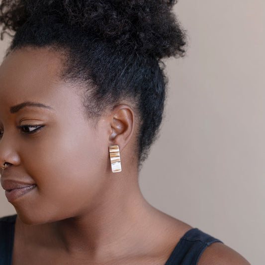 Horn Rectangle Post Earrings