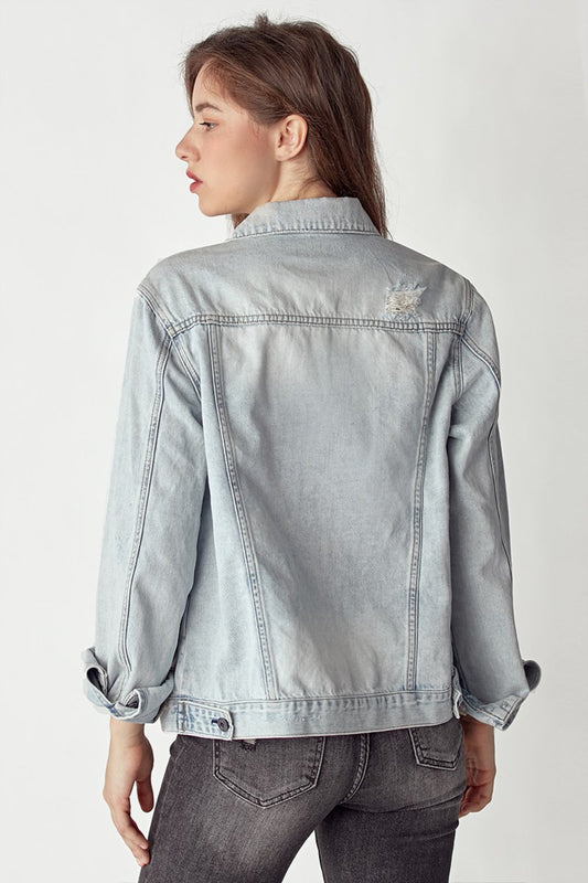 RISEN Distressed Button Up Jacket-1