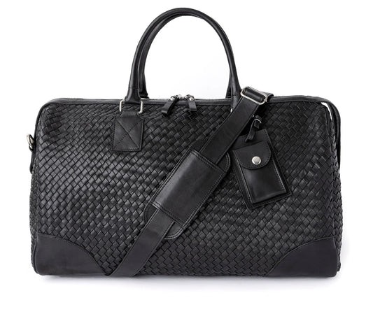 Leather Woven Weekender Travel Bag