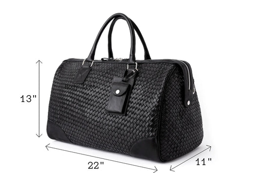 Leather Woven Weekender Travel Bag