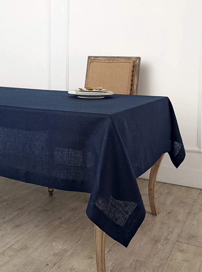 Navy Blue Tablecloth | Pure Linen | Linen Cotton Mix | Soft | Handmade | Customisable Sizes | Customisable Shapes-0