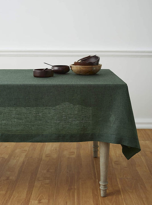 Moss Green Tablecloth | Pure Linen | Linen Cotton Mix | Soft | Handmade | Customisable Sizes | Customisable Shapes-0