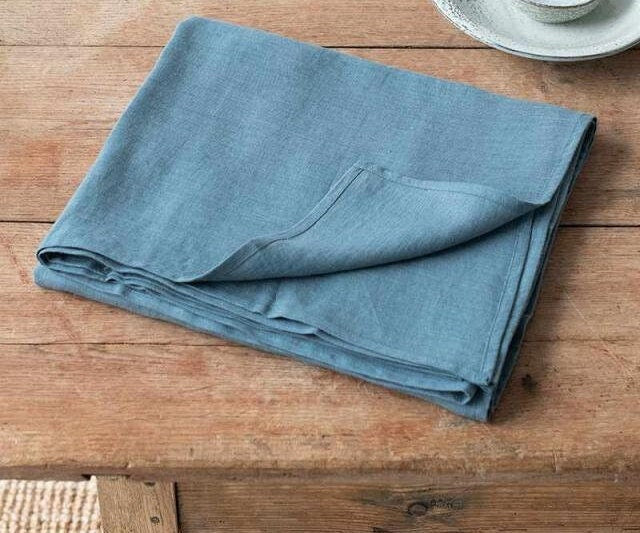 Teal Blue Tablecloth | Pure Linen | Linen Cotton Mix | Soft | Handmade | Customisable Sizes | Customisable Shapes-2