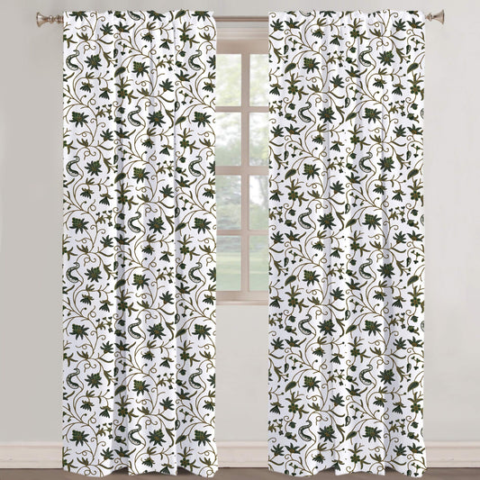 Sylvie - Set of 2 Panels Crewel Embroidered Curtains | Linen Cotton Mix | Fully Embroidered | Lined-0